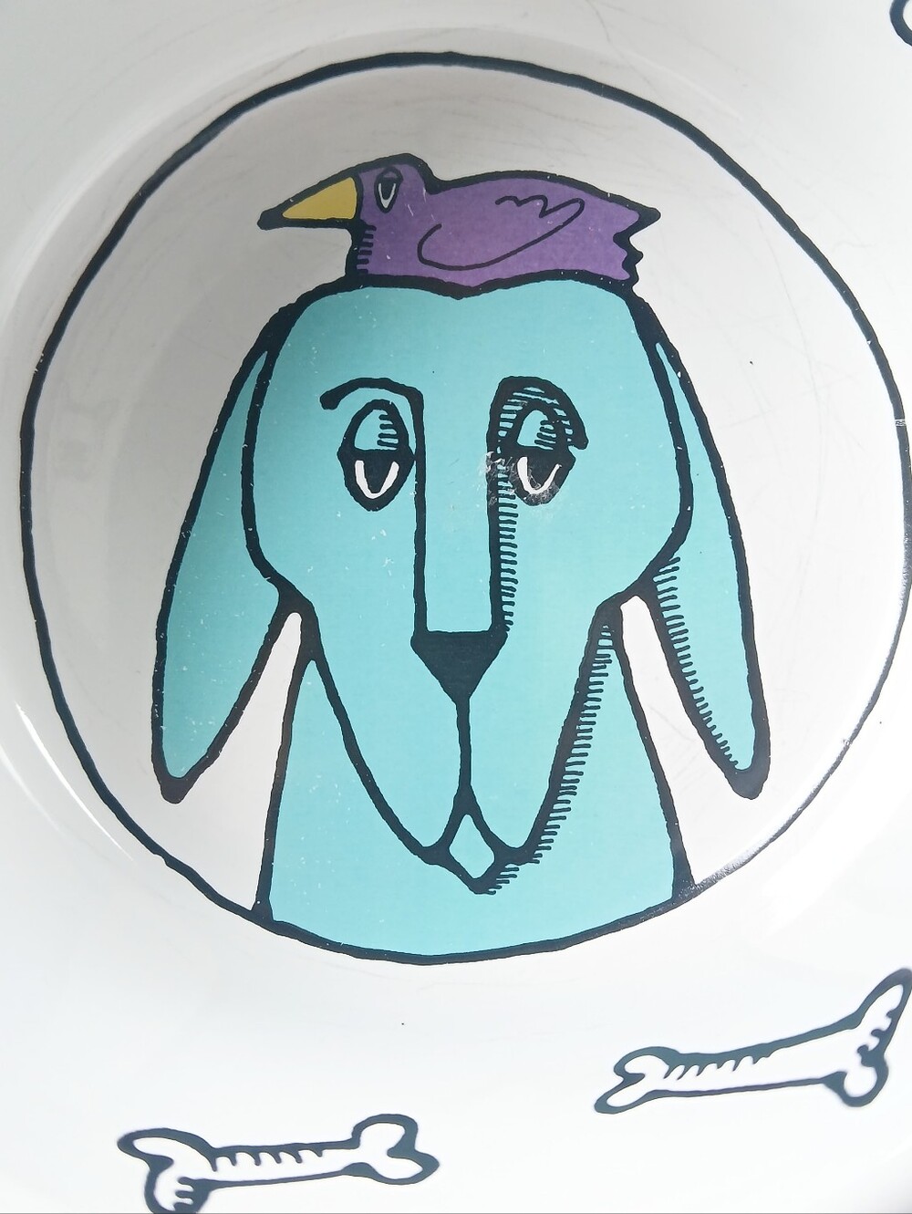 Jester Pup Red Design Ceramic Dog Puppy Food Water 6" X 3" Bowl by Ursula Dodge